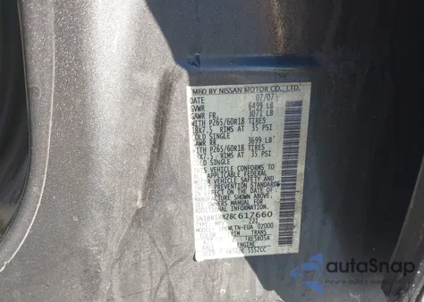 2008 Nissan Pathfinder Se V8 z USA, uszkodzony, nr VIN 5N1BR18B28C617660